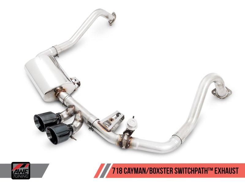 AWE Tuning - AWE Tuning Porsche 718 Boxster / Cayman SwitchPath Exhaust (PSE Only) - Chrome Silver Tips - Demon Performance