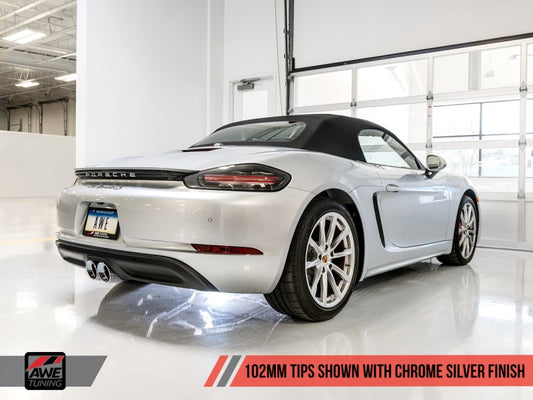 AWE Tuning - AWE Tuning Porsche 718 Boxster / Cayman Track Edition Exhaust - Chrome Silver Tips - Demon Performance
