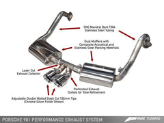 AWE Tuning - AWE Tuning Porsche 981 Performance Exhaust System - w/Diamond Black Tips - Demon Performance