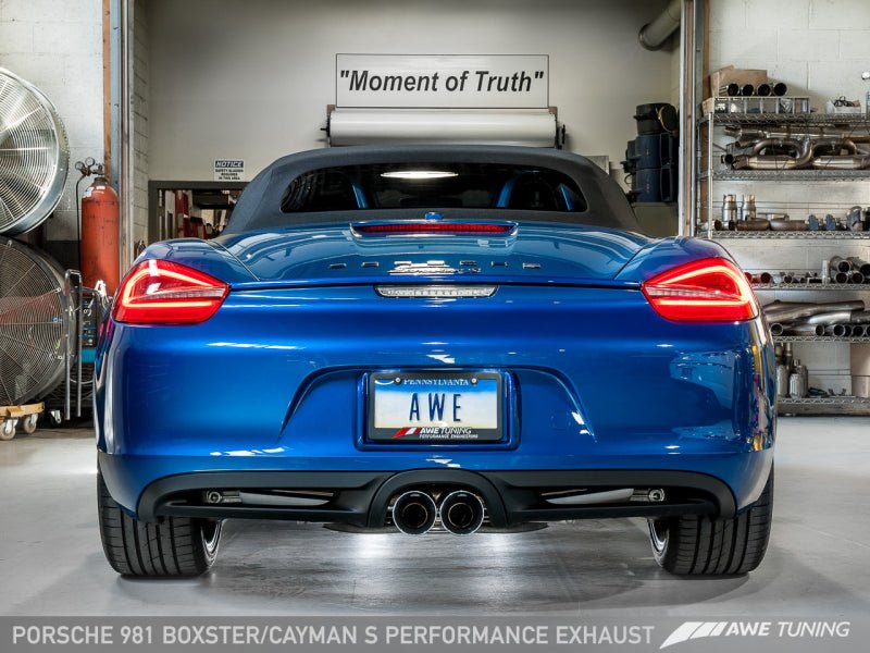 AWE Tuning - AWE Tuning Porsche 981 Performance Exhaust System - w/Diamond Black Tips - Demon Performance