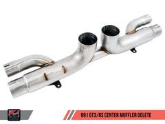 AWE Tuning - AWE Tuning Porsche 991 GT3 / RS Center Muffler Delete - Diamond Black Tips - Demon Performance