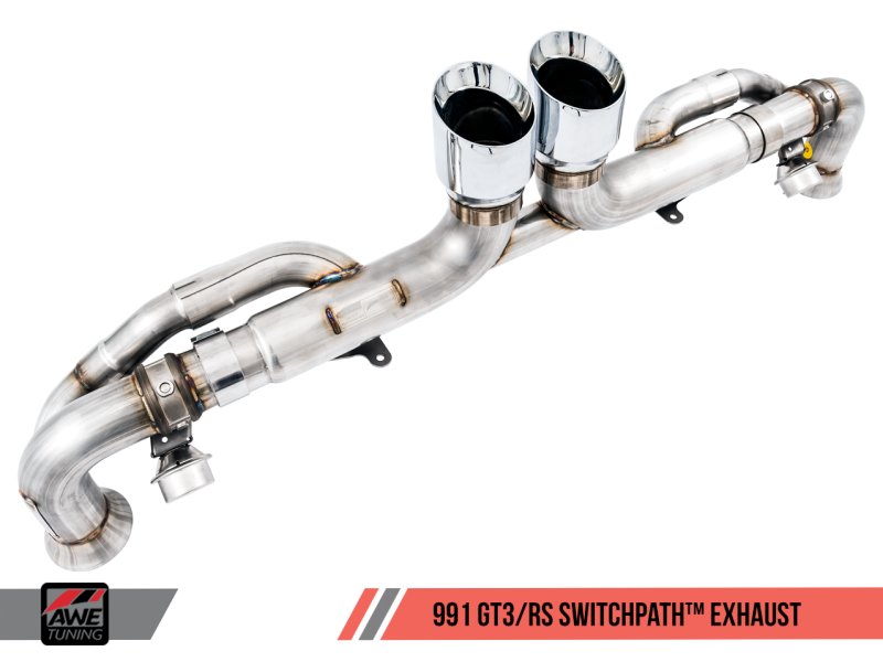 AWE Tuning - AWE Tuning Porsche 991 GT3 / RS SwitchPath Exhaust - Chrome Silver Tips - Demon Performance