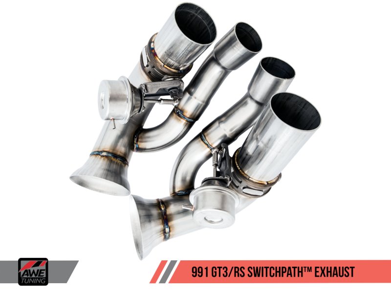 AWE Tuning - AWE Tuning Porsche 991 GT3 / RS SwitchPath Exhaust - Diamond Black Tips - Demon Performance