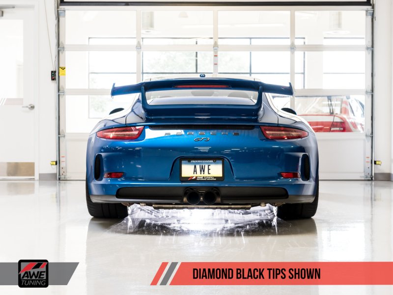 AWE Tuning - AWE Tuning Porsche 991 GT3 / RS SwitchPath Exhaust - Diamond Black Tips - Demon Performance