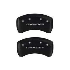 MGP 4 Caliper Covers Engraved Front & Rear Block/Charger Red finish silver ch