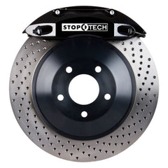 StopTech 09 Dodge Challenger R/T 350 Rear 1PC Touring BBK w/ Black ST-40 Caliper Drilled Rotors