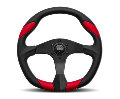 Momo Quark Steering Wheel 350 mm - Black Poly/Black Spokes/Red Inserts