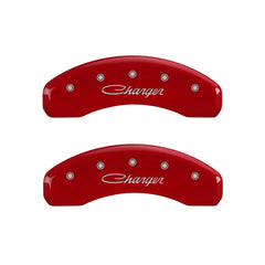 MGP 4 Caliper Covers Engraved Front & Rear Cursive/Charger Yellow finish black ch