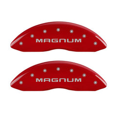 MGP 4 Caliper Covers Engraved Front & Rear Magnum Red finish silver ch