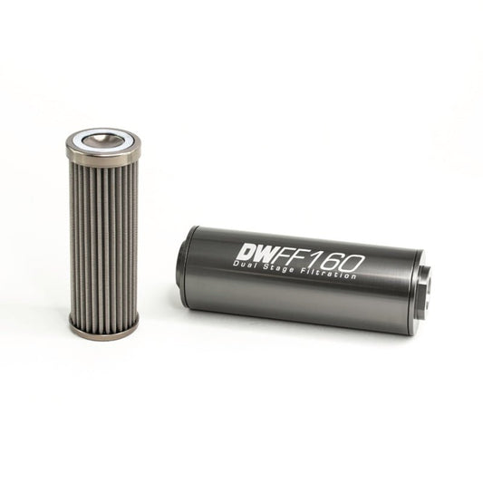DeatschWerks - DeatschWerks Stainless Steel 10AN 100 Micron Universal Inline Fuel Filter Housing Kit (160mm) - Demon Performance