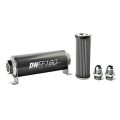 DeatschWerks - DeatschWerks Stainless Steel 10AN 40 Micron Universal Inline Fuel Filter Housing Kit (160mm) - Demon Performance