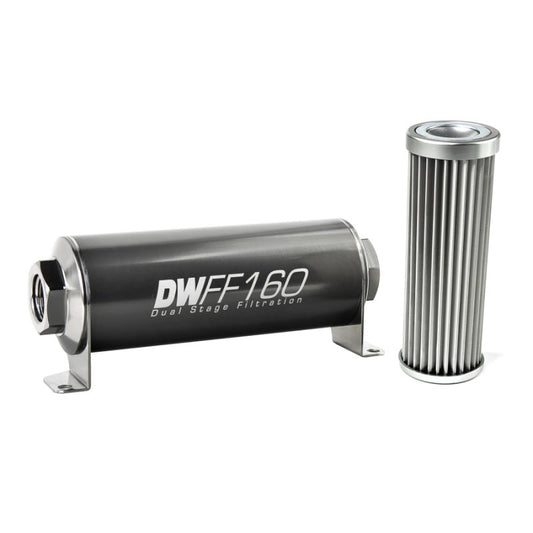 DeatschWerks - DeatschWerks Stainless Steel 5 Micron Universal Inline Fuel Filter Housing Kit (160mm) - Demon Performance