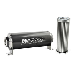 DeatschWerks - DeatschWerks Stainless Steel 5 Micron Universal Inline Fuel Filter Housing Kit (160mm) - Demon Performance