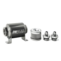 DeatschWerks - DeatschWerks Stainless Steel 6AN 10 Micron Universal Inline Fuel Filter Housing Kit (70mm) - Demon Performance