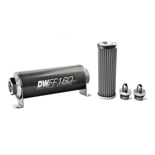 DeatschWerks - DeatschWerks Stainless Steel 6AN 100 Micron Universal Inline Fuel Filter Housing Kit (160mm) - Demon Performance