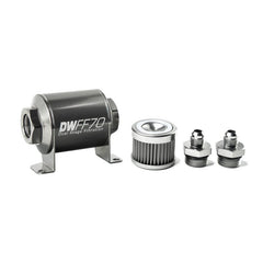 DeatschWerks - DeatschWerks Stainless Steel 6AN 40 Micron Universal Inline Fuel Filter Housing Kit (70mm) - Demon Performance