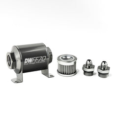 DeatschWerks - DeatschWerks Stainless Steel 6AN 5 Micron Universal Inline Fuel Filter Housing Kit (70mm) - Demon Performance