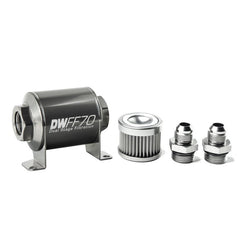 DeatschWerks - DeatschWerks Stainless Steel 8AN 10 Micron Universal Inline Fuel Filter Housing Kit (70mm) - Demon Performance
