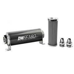DeatschWerks - DeatschWerks Stainless Steel 8AN 100 Micron Universal Inline Fuel Filter Housing Kit (160mm) - Demon Performance