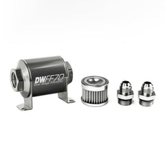 DeatschWerks - DeatschWerks Stainless Steel 8AN 5 Micron Universal Inline Fuel Filter Housing Kit (70mm) - Demon Performance