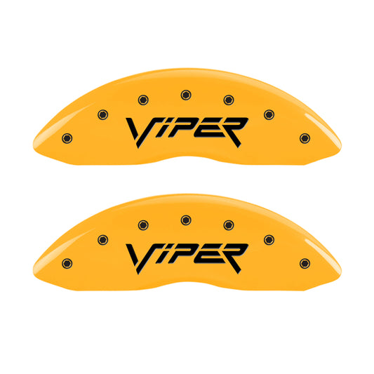 MGP 4 Caliper Covers Engraved Front Viper Rear Snake Yellow Finish Black Char 2002 Dodge Viper