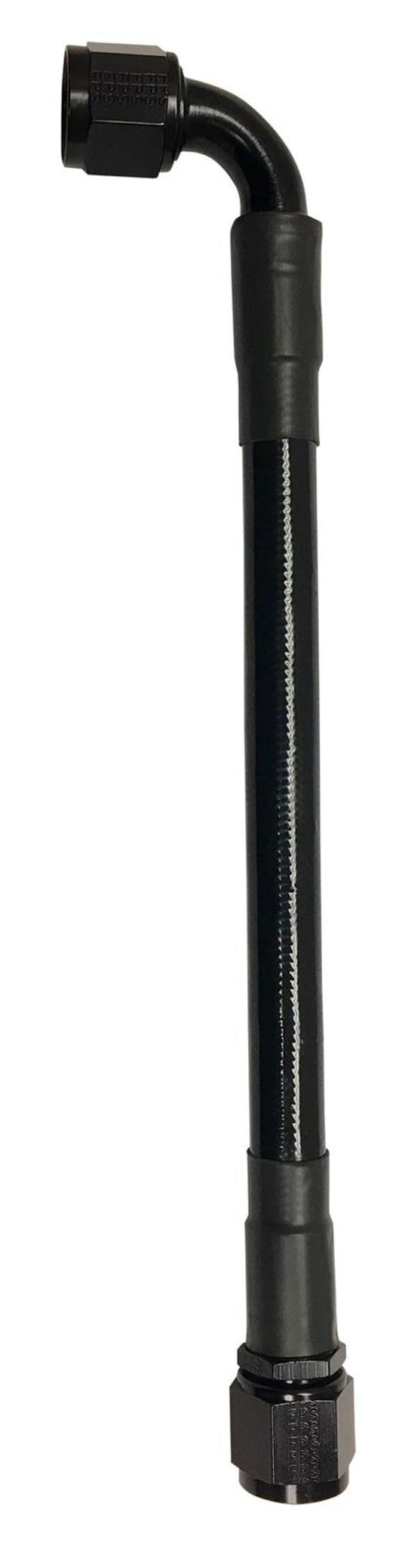 Fragola -10AN Ext Black PTFE Hose Assembly Straight x 90 Degree 10in