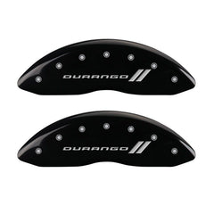 MGP 4 Caliper Covers Engraved Front & Rear With stripes/Durango Black finish silver ch