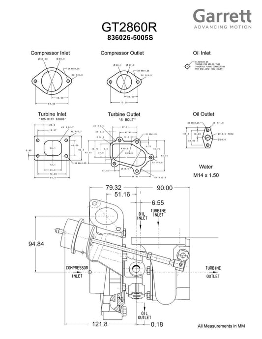 Garrett - Garrett GT2860R Dual Ball Bearing Turbocharger - Demon Performance