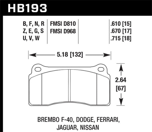 Hawk Performance - Hawk 09-11 Nissan GT-R Rear / 03-09 Dodge Viper SRT10 Fron & Rear HT-10 Race Brake Pads - Demon Performance
