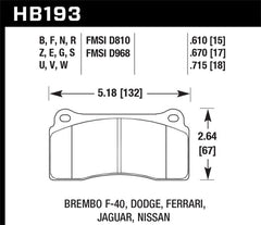 Hawk Performance - Hawk 09-11 Nissan GT-R Rear / 03-09 Dodge Viper SRT10 Fron & Rear HT-10 Race Brake Pads - Demon Performance