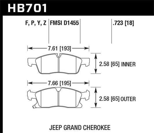 Hawk Performance - Hawk 11-14 Jeep Grand Cherokee (w/ 330mm/350mm Front Rotors) Super Duty Front Brake Pads - Demon Performance