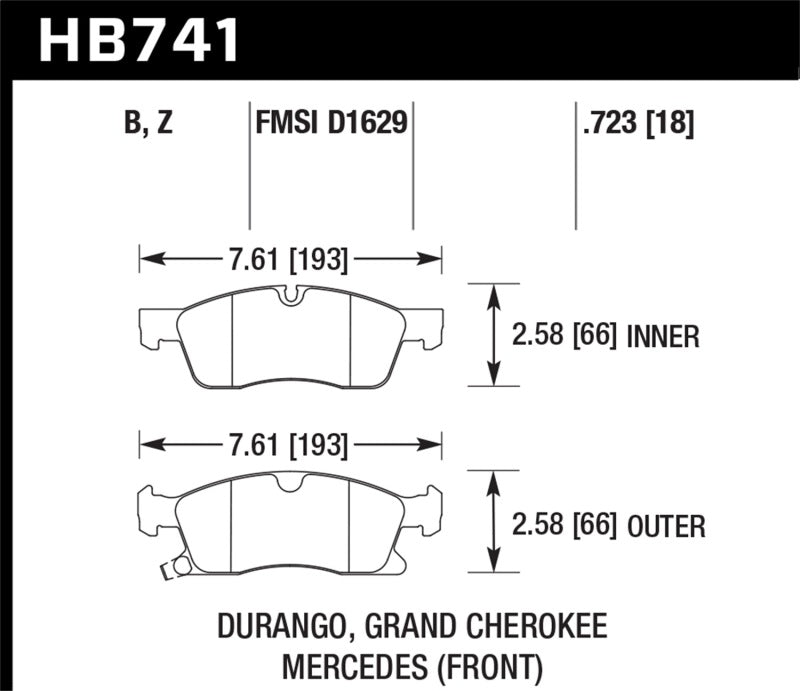 Hawk Performance - Hawk 13-15 Mercedes-Benz GL350/450 12-15 ML350 2015 ML250 HPS 5.0 Front Brake Pads - Demon Performance