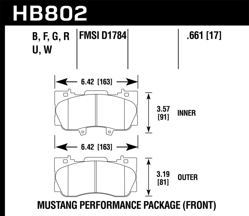 Hawk Performance - Hawk 16 - 17 Ford Mustang HP+ Street Front Brake Pads - Demon Performance