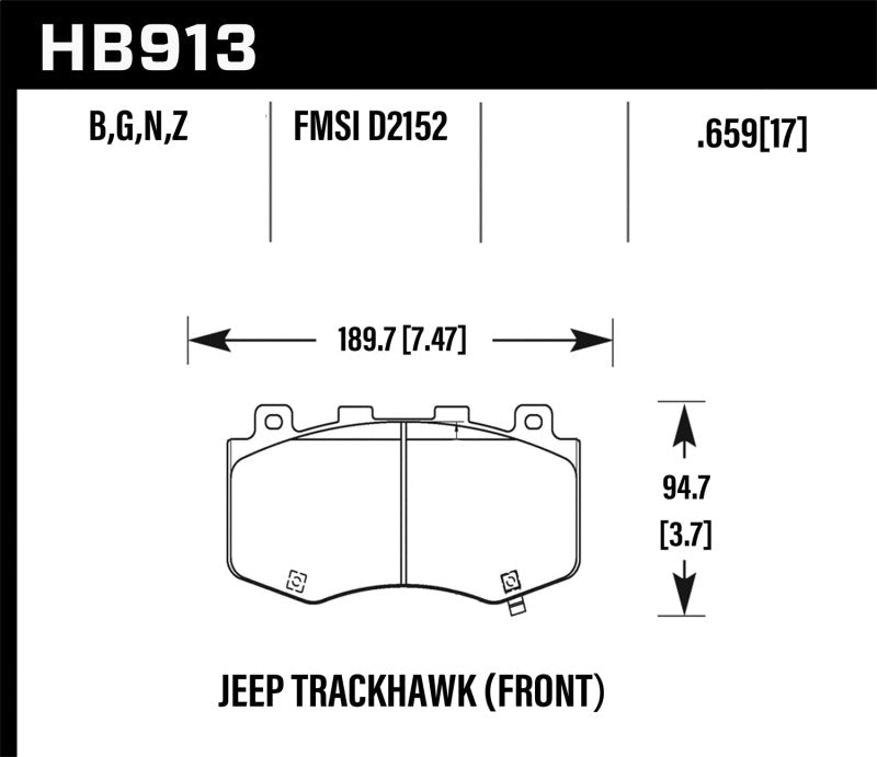 Hawk Performance - Hawk 18-19 Jeep Grand Cherokee Trackhawk DTC-60 Front Brake Pads - Demon Performance
