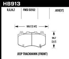Hawk Performance - Hawk 18-19 Jeep Grand Cherokee Trackhawk DTC-60 Front Brake Pads - Demon Performance