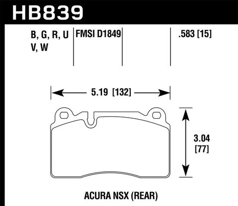 Hawk Performance - Hawk 2017 Acura NSX DTC-60 Race Rear Brake Pads - Demon Performance