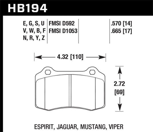 Hawk Performance - Hawk 96 & 00-02 Dodge Viper GTS/00-02 Viper RT 10 / 00 Ford Mustang SVT Cobra Race DTC-30 Brake Pads - Demon Performance