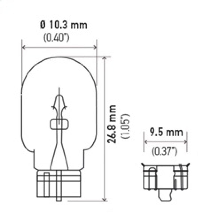 Hella - Hella Bulb 168 12V 5W 3Cp W21X95D T325 (2) - Demon Performance