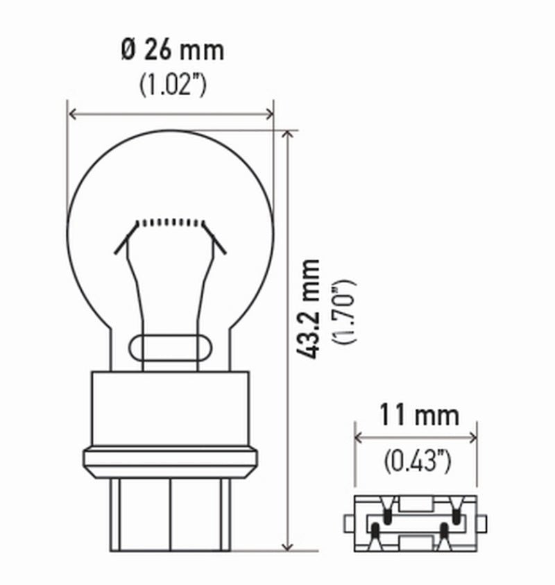 Hella - Hella Bulb 3157 12V 27/7W W25X16Q S8 (2) - Demon Performance
