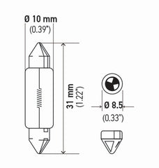 Hella - Hella Bulb 3175 12V 10W Sv858 T325 10X31(2) - Demon Performance