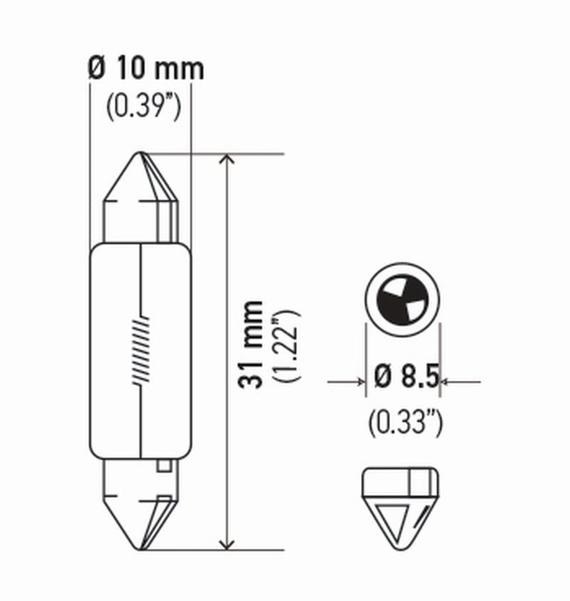 Hella - Hella Bulb 6411 12V 10W Sv858 T325 10X41(2) - Demon Performance