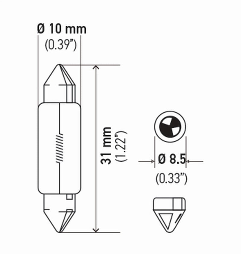 Hella - Hella Bulb 6418 12V 5W Sv858 T325 10X35 (2) - Demon Performance