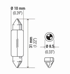 Hella - Hella Bulb 6418 12V 5W Sv858 T325 10X35 (2) - Demon Performance