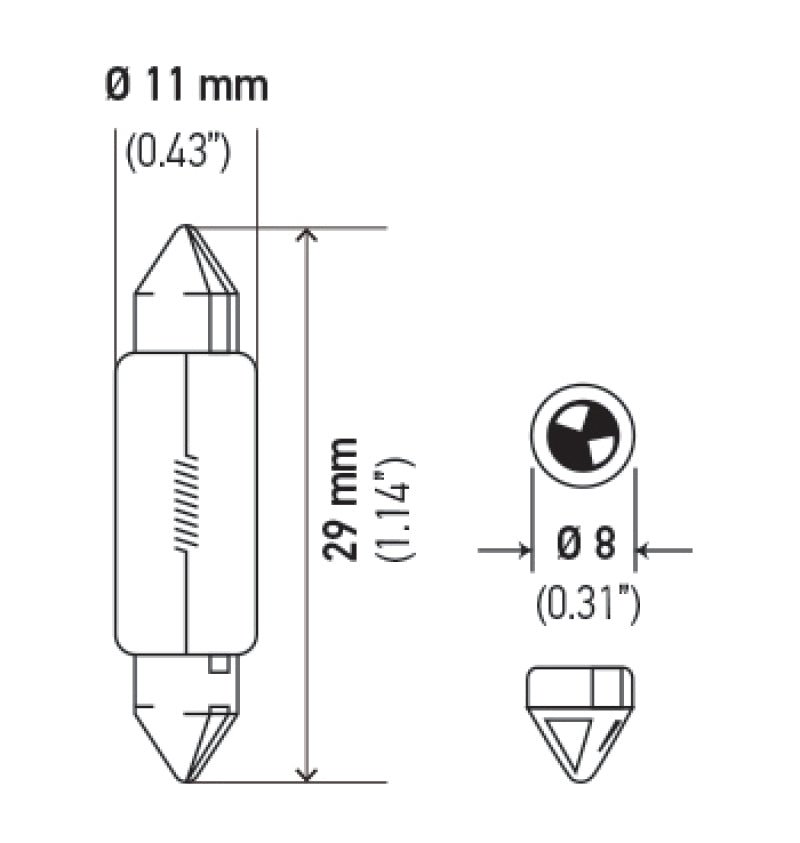 Hella - Hella Bulb 6428 12V 3W SV7 - 8 T2.25 8x28mm - Demon Performance