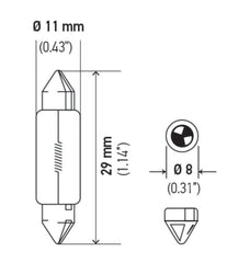 Hella - Hella Bulb 6428 12V 3W SV7 - 8 T2.25 8x28mm - Demon Performance