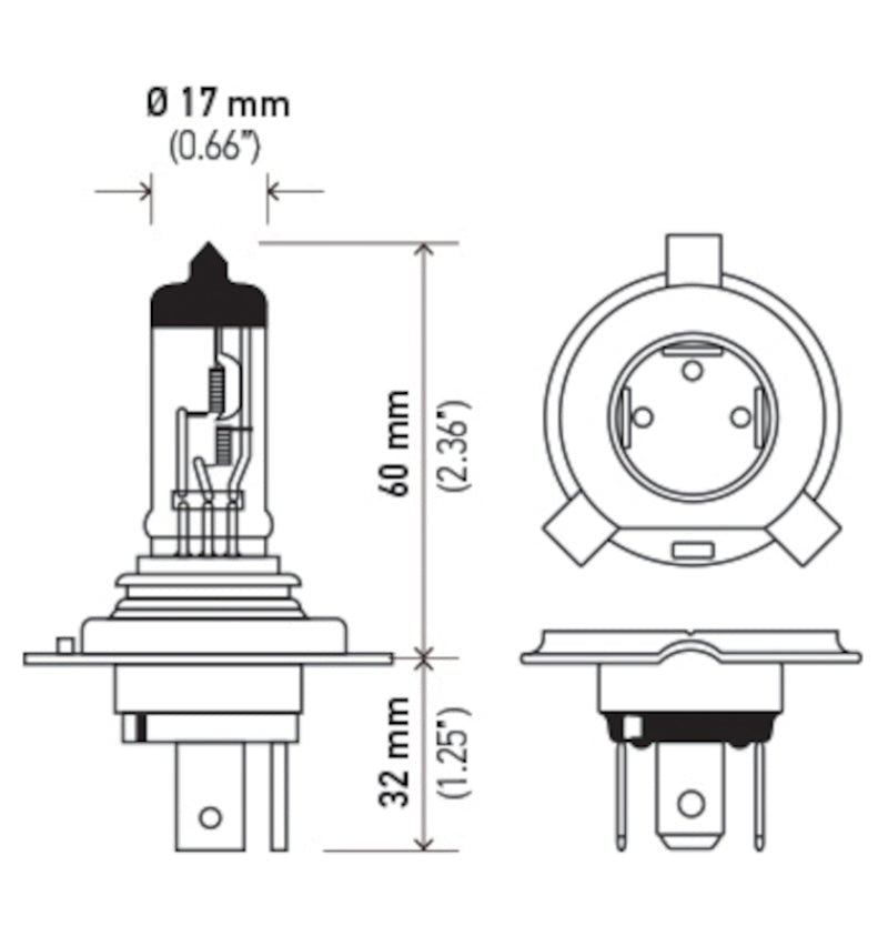 Hella - Hella Bulb 9003/HB2 12V 60/55W P43t LONG LIFE - Demon Performance