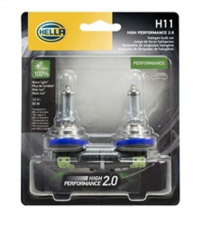 Hella - Hella H11 12V 55W PGJ19 - 2 HP2.0 Performance Halogen Bulb - Pair - Demon Performance