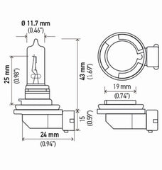 Hella - Hella H9 12V 65W PGJ19 - 5 HP 2.0 Halogen Bulbs - Demon Performance