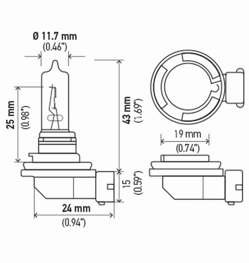 Hella - Hella H9 12V 65W PGJ19 - 5 HP 2.0 Halogen Bulbs - Demon Performance