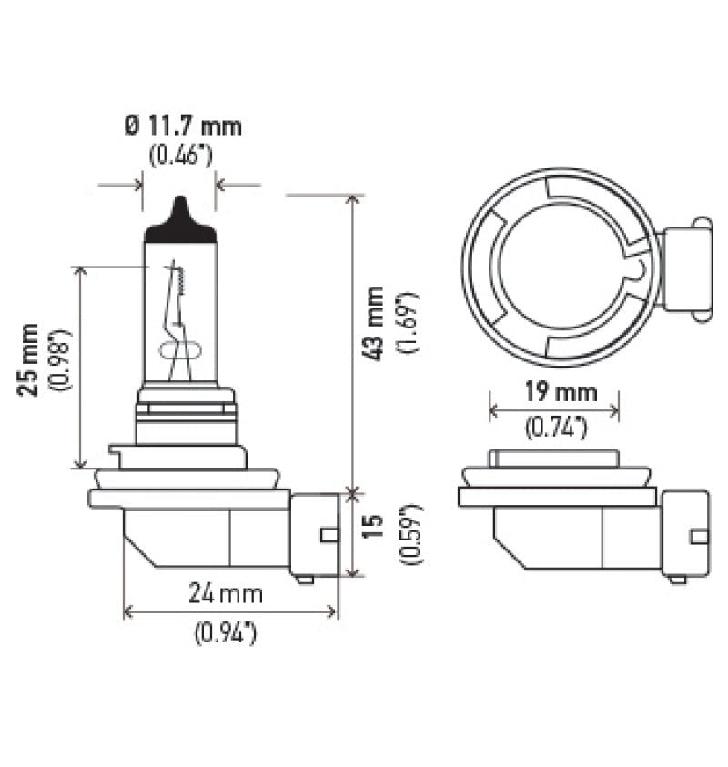 Hella - Hella Optilux XY Series H8 Xenon Halogen Bulb 12V 35W Fog Bulbs - Pair - Demon Performance